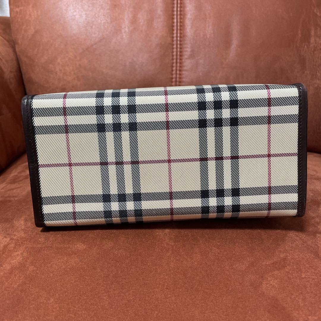 バーバリー ミニトートバッグ ノバチェック レザー キャンバス