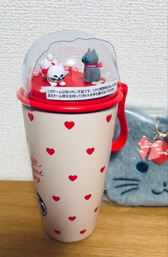 スタバ　バレンタイン2026　ステンレスボトルハート　ポーチキャット