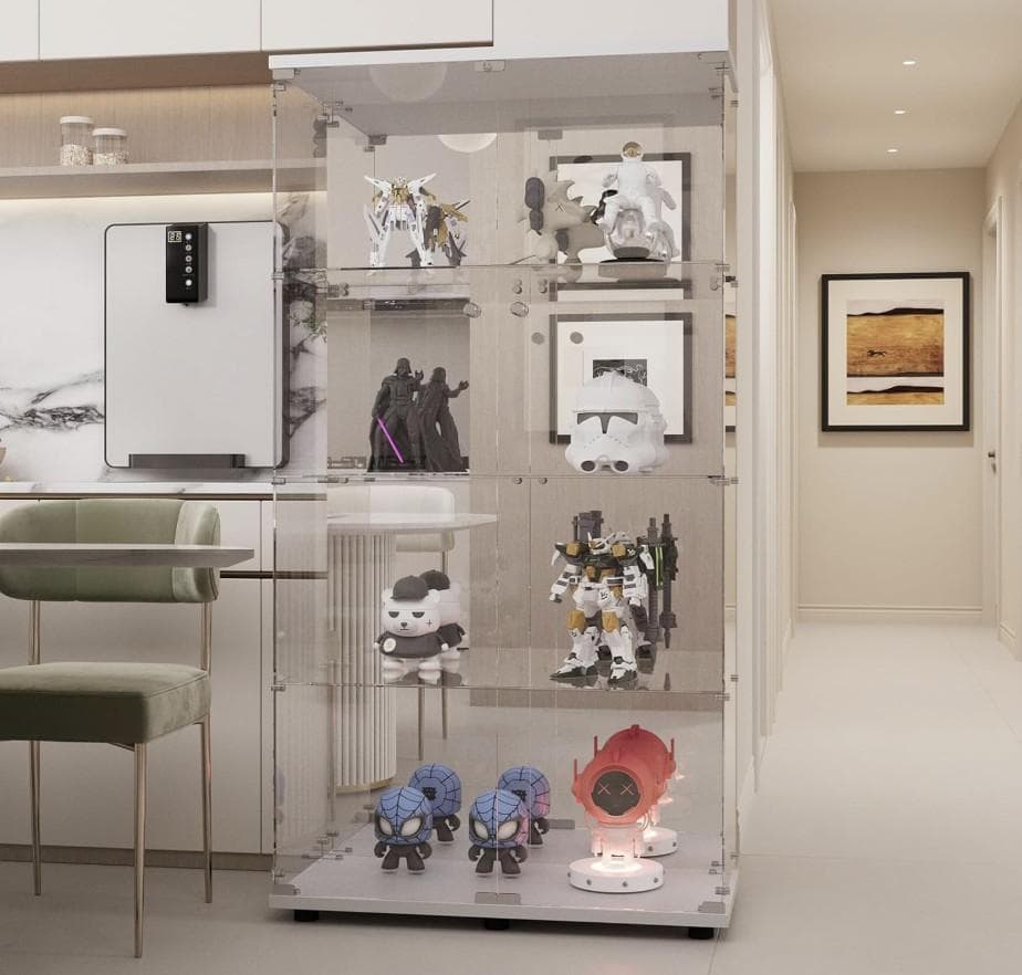 【訳あり・新品】4段ワイド 背面ミラータイプ ホワイト コレクションケース