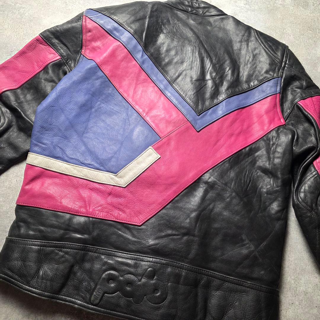 90sPoloSportsポロレザーレーシングジャケットライダースバイカーバイク