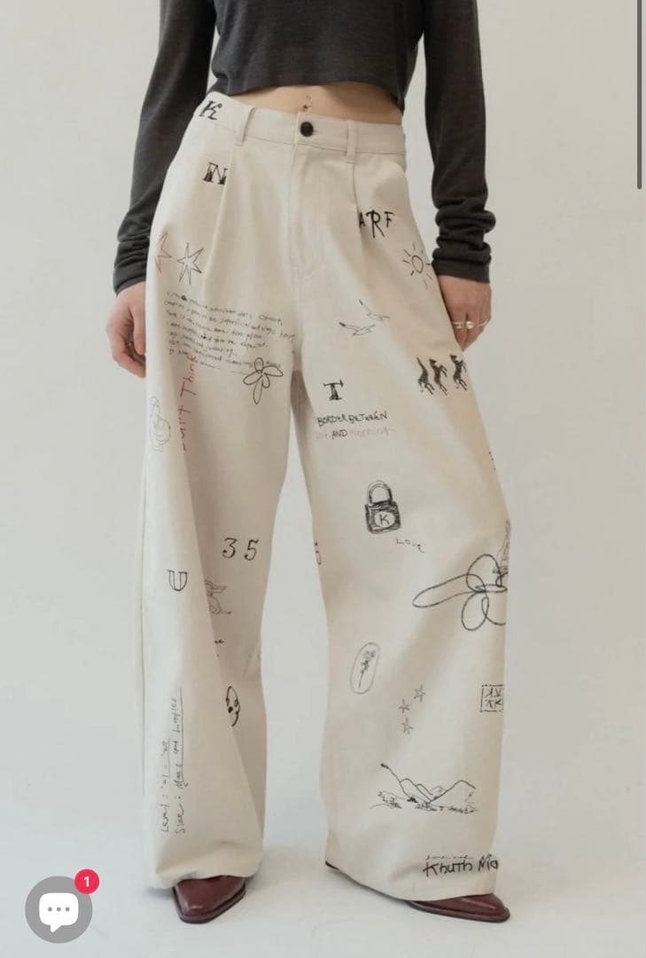 パンツ Knuth Marf high waist tattoo pants XS