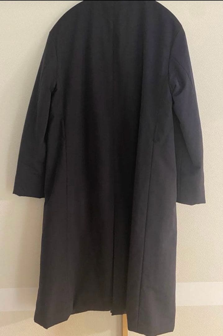 23区　38 ノーカラーロングコート　ネイビー