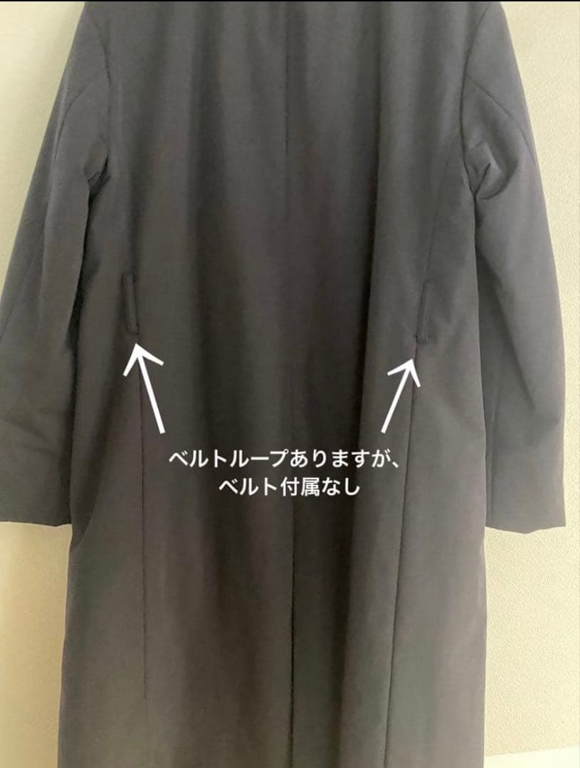 23区　38 ノーカラーロングコート　ネイビー