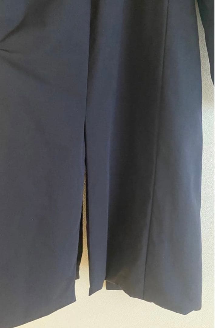 23区　38 ノーカラーロングコート　ネイビー