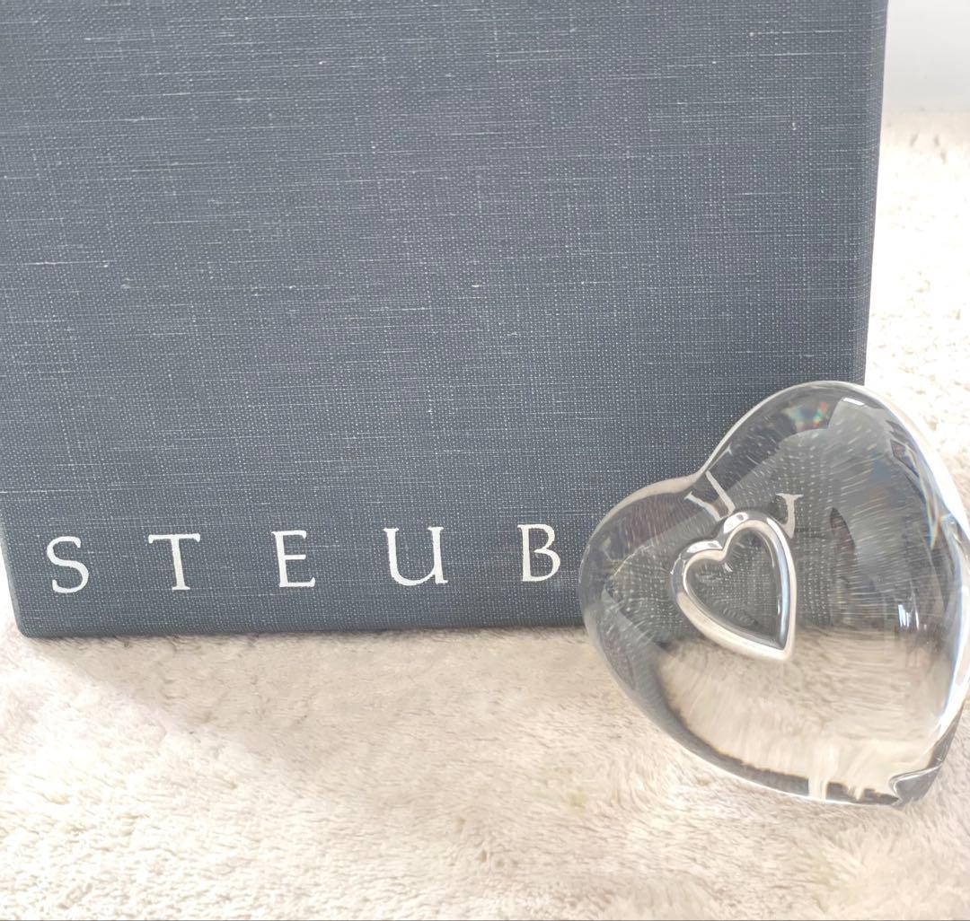 【美品】STEUBEN　ハート　クリスタル　貴重　ガラス　置物　オブジェ