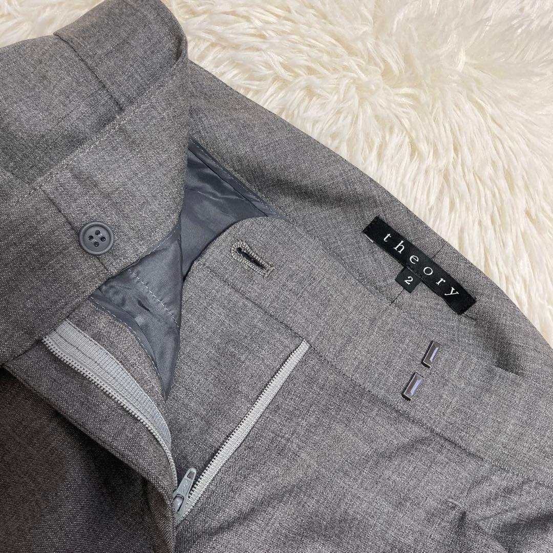 theory セットアップ ノーカラースーツ グレー 2 オフィス フォーマル
