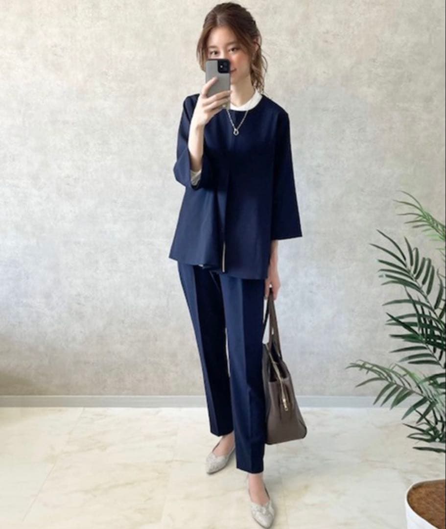 SMILE ORCHID ノーカラージャケット&テーパードパンツ スーツセットＬ