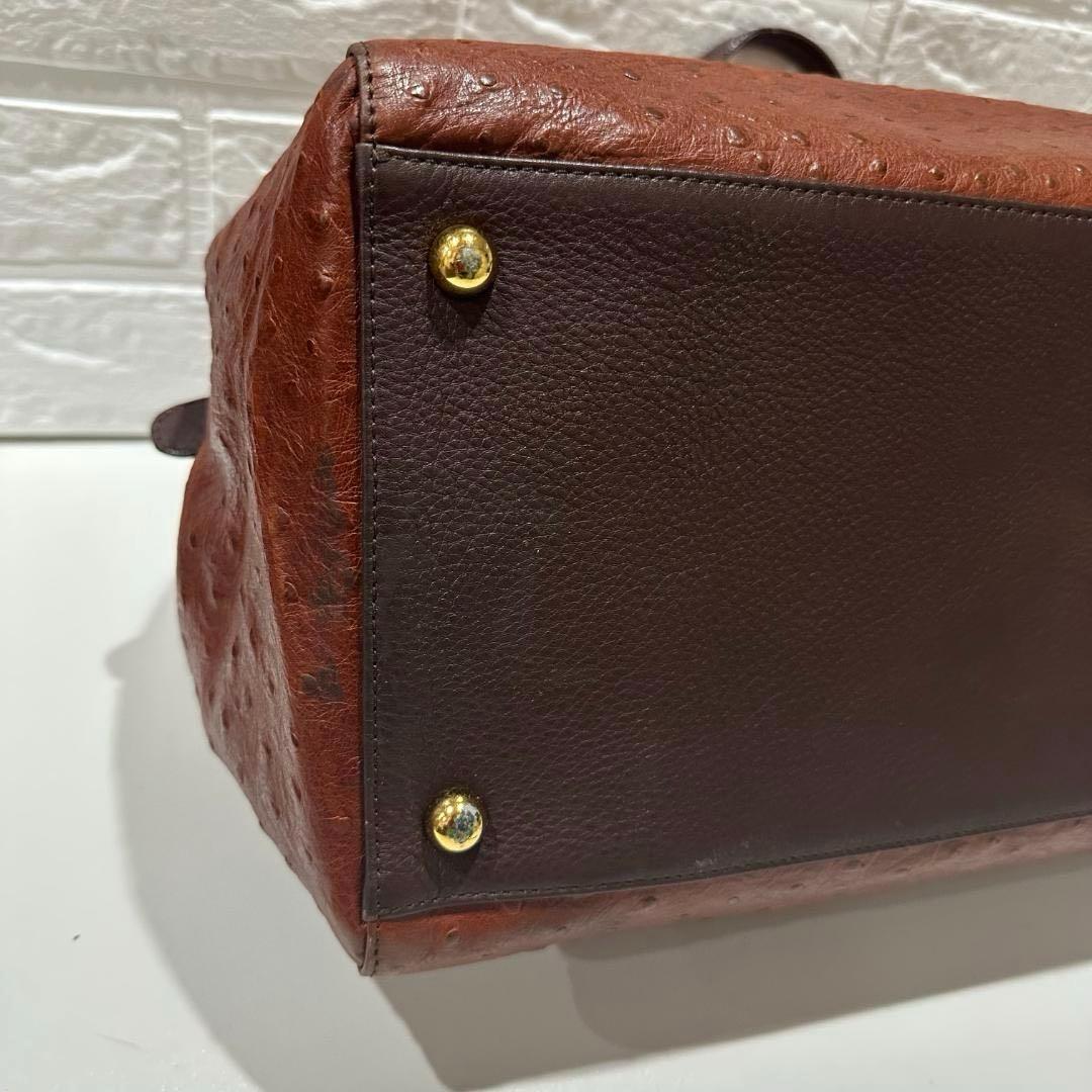 beau dessin ボストンバッグ ブラウン　オーストリッチ