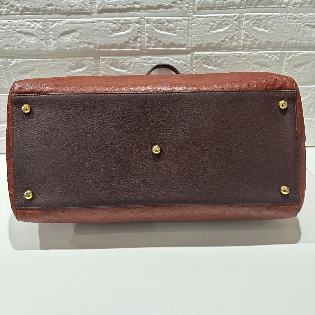 beau dessin ボストンバッグ ブラウン　オーストリッチ