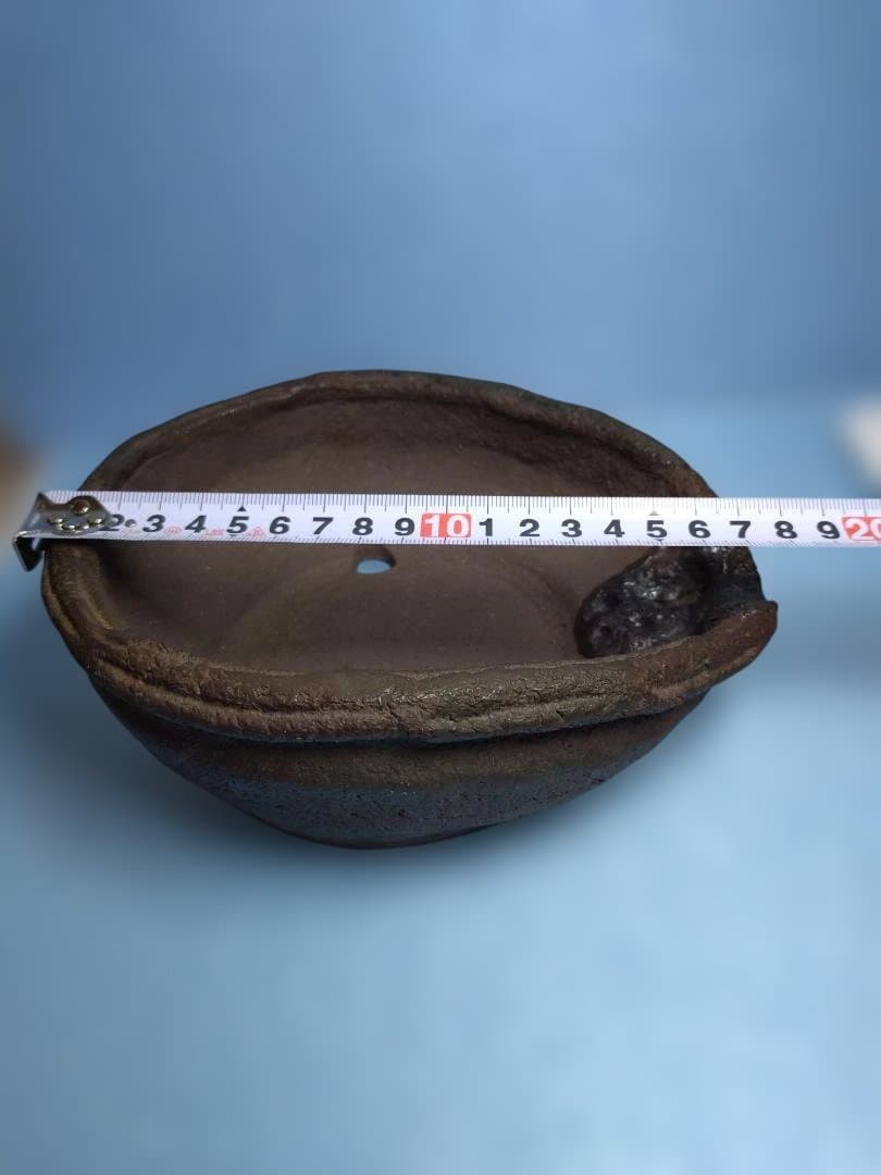 陶器製楕円形ソーサー、喜寿祝い特注品、盆栽鉢