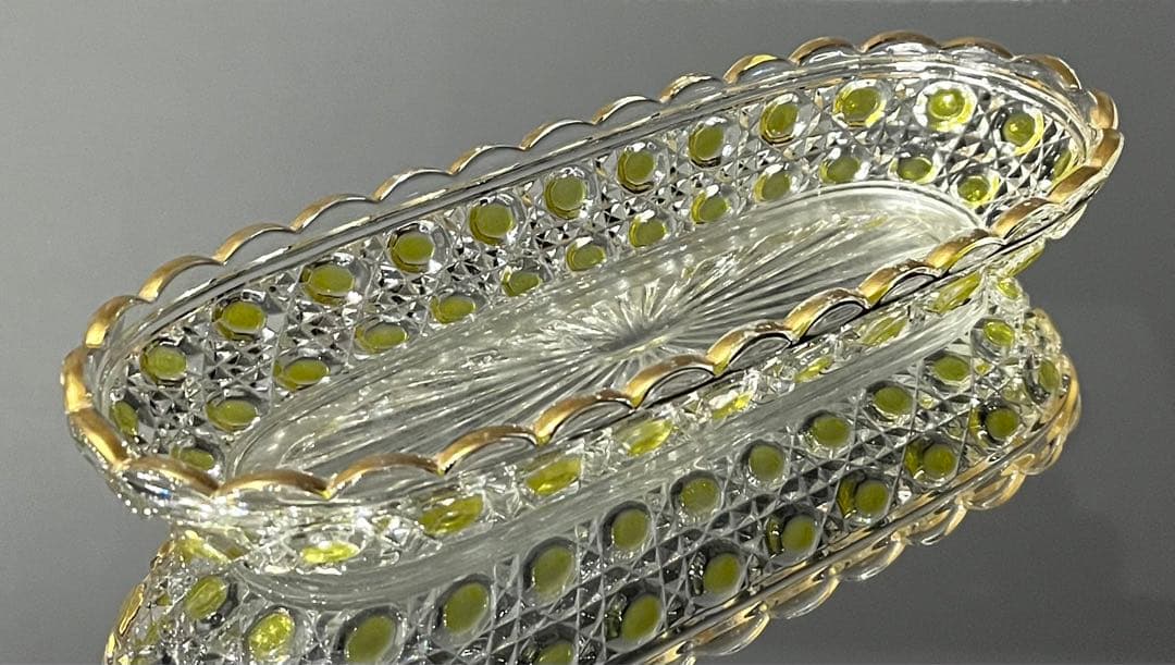 Baccaratバカラ/※ディアマン・ピエーリー 金彩黄色被装飾 長皿