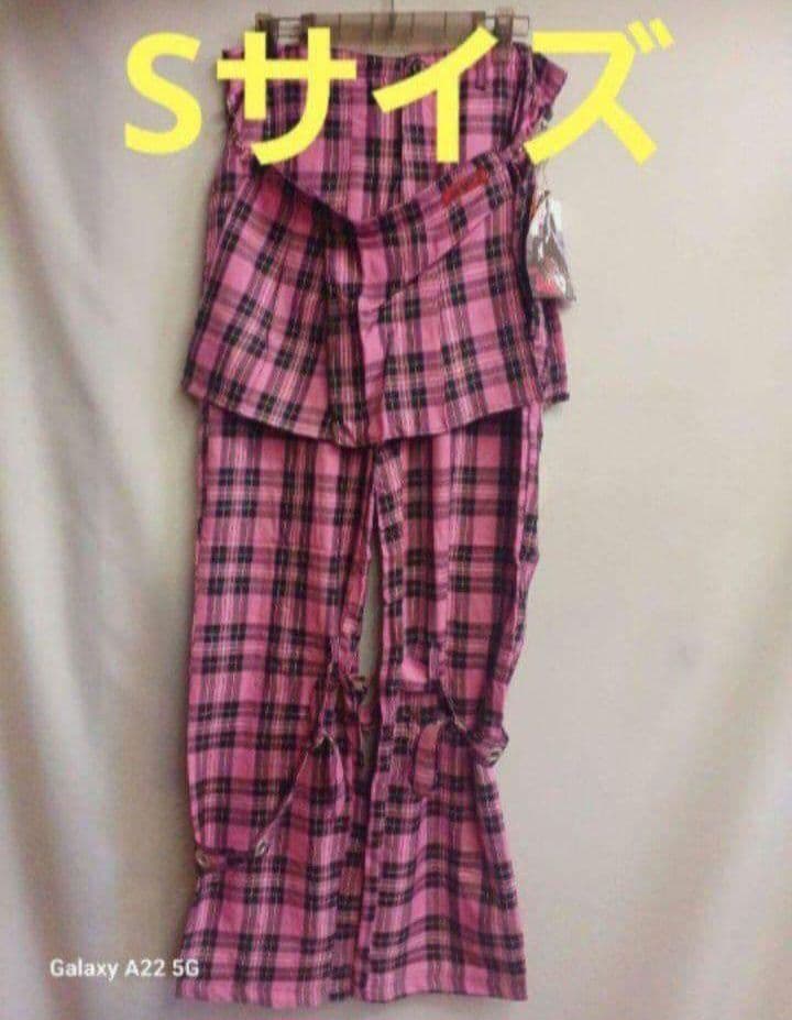 MAD メンズ タータンチェック ボンテージパンツ ピンク S