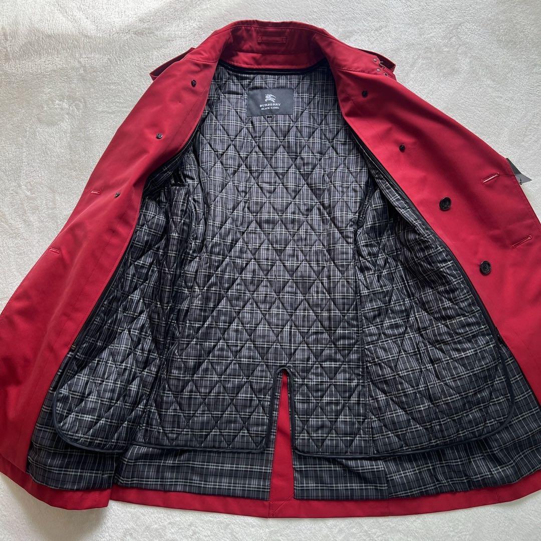 希少デッドストック　バーバリーブラックレーベル　トレンチコート　Lサイズ　赤
