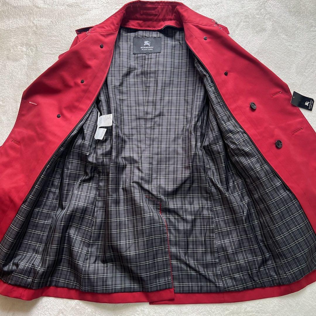 希少デッドストック　バーバリーブラックレーベル　トレンチコート　Lサイズ　赤