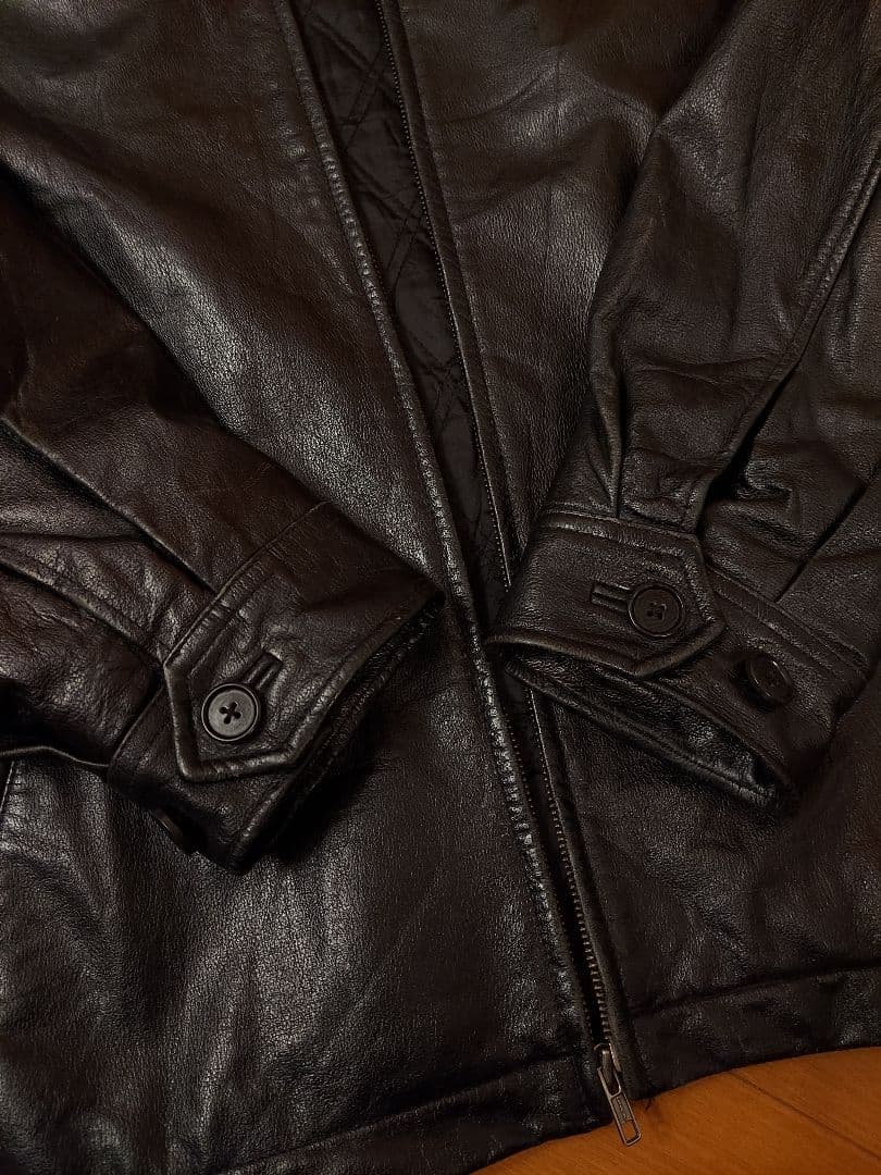 【美品】90s old GAP ブラック レザージャケット L 襟付き