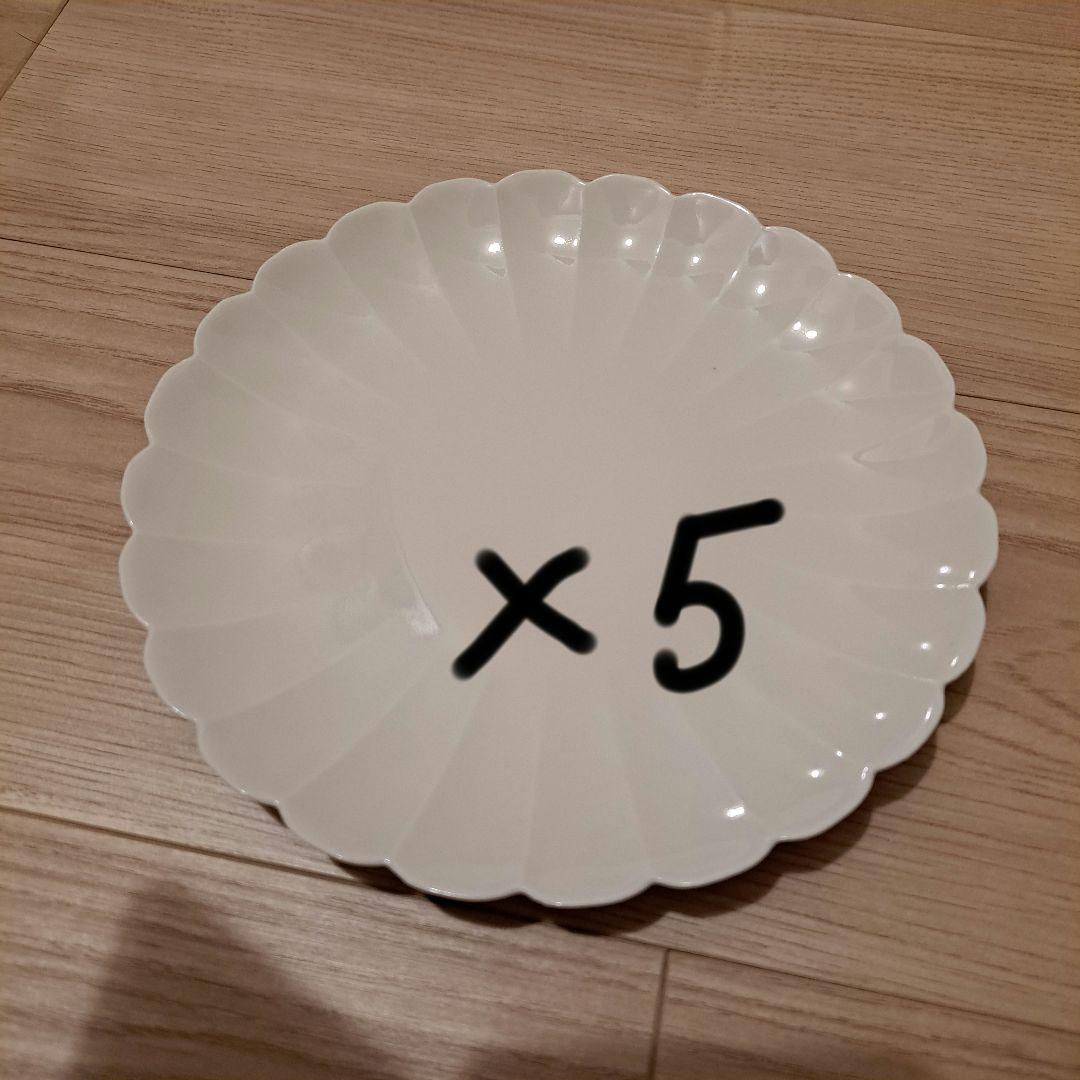 人間国宝　塚本快示　快山　白磁　菊花　菊皿　五枚セット