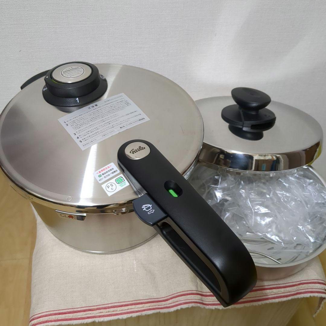 ヒロ様　フィスラー　圧力鍋　4.5Lプレミアム　無水フタ、三脚、蒸し器