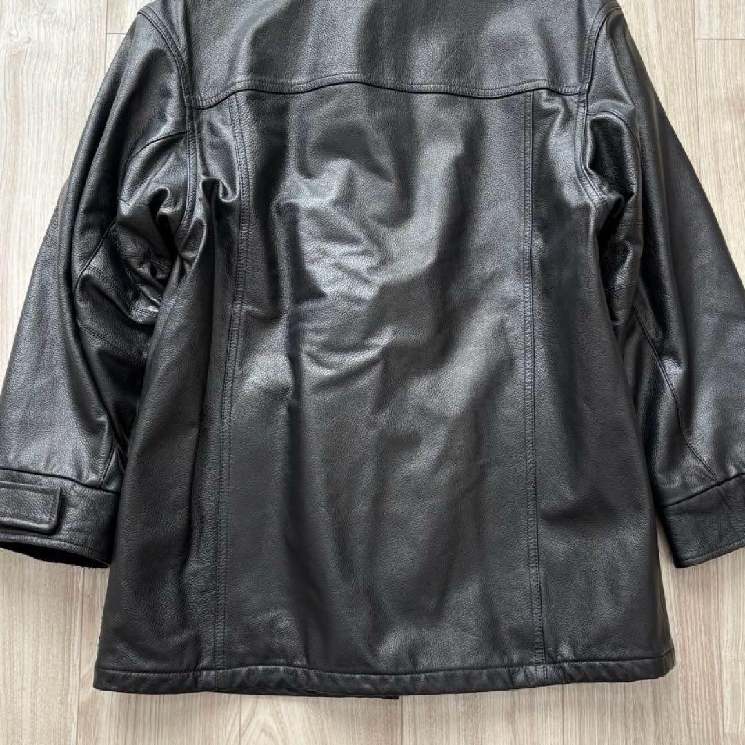 【希少】ARMANI JEANS レザージャケット ブラック 38 M ハーフ丈