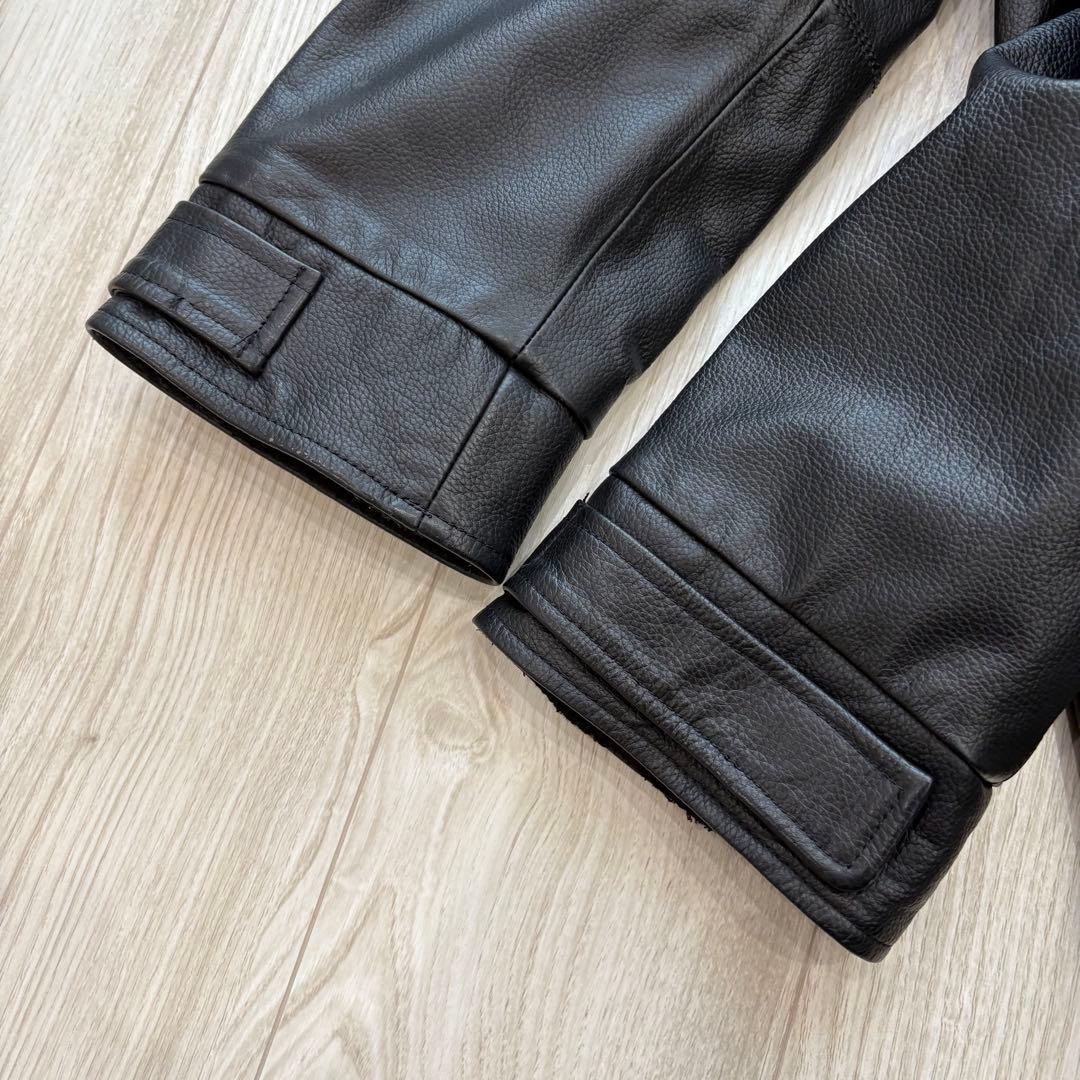【希少】ARMANI JEANS レザージャケット ブラック 38 M ハーフ丈