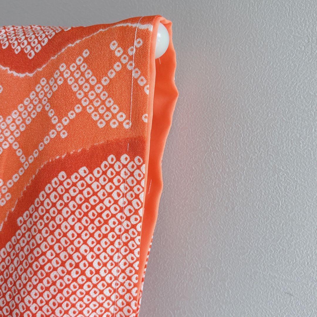 美品　七五三７歳女の子　フルセット　赤地しぼり柄　緑地袋帯　小物　7331