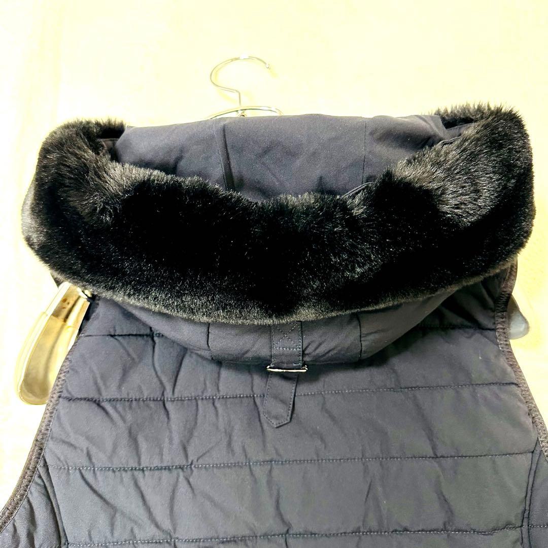 ダブルスタンダードクロージング 36 ダークネイビー 濃紺 ファー付ダウンベスト