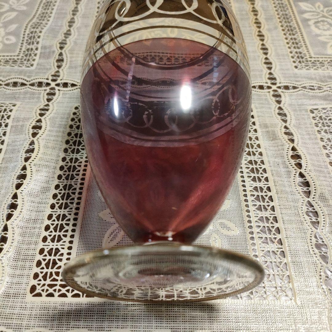 \"未使用\" ボヘミアングラスワインピッチャー＆グラス6客セット、チェコスロバキア