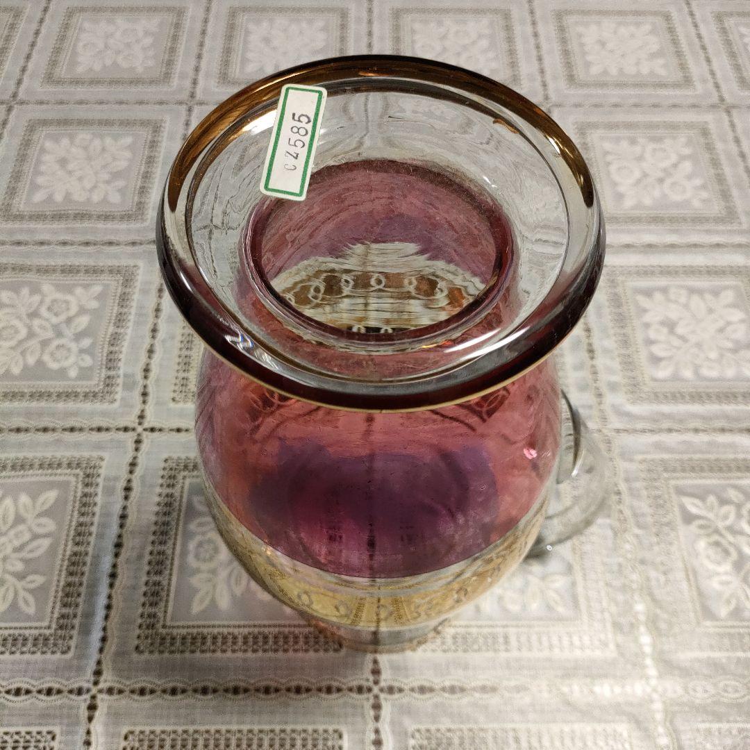 \"未使用\" ボヘミアングラスワインピッチャー＆グラス6客セット、チェコスロバキア