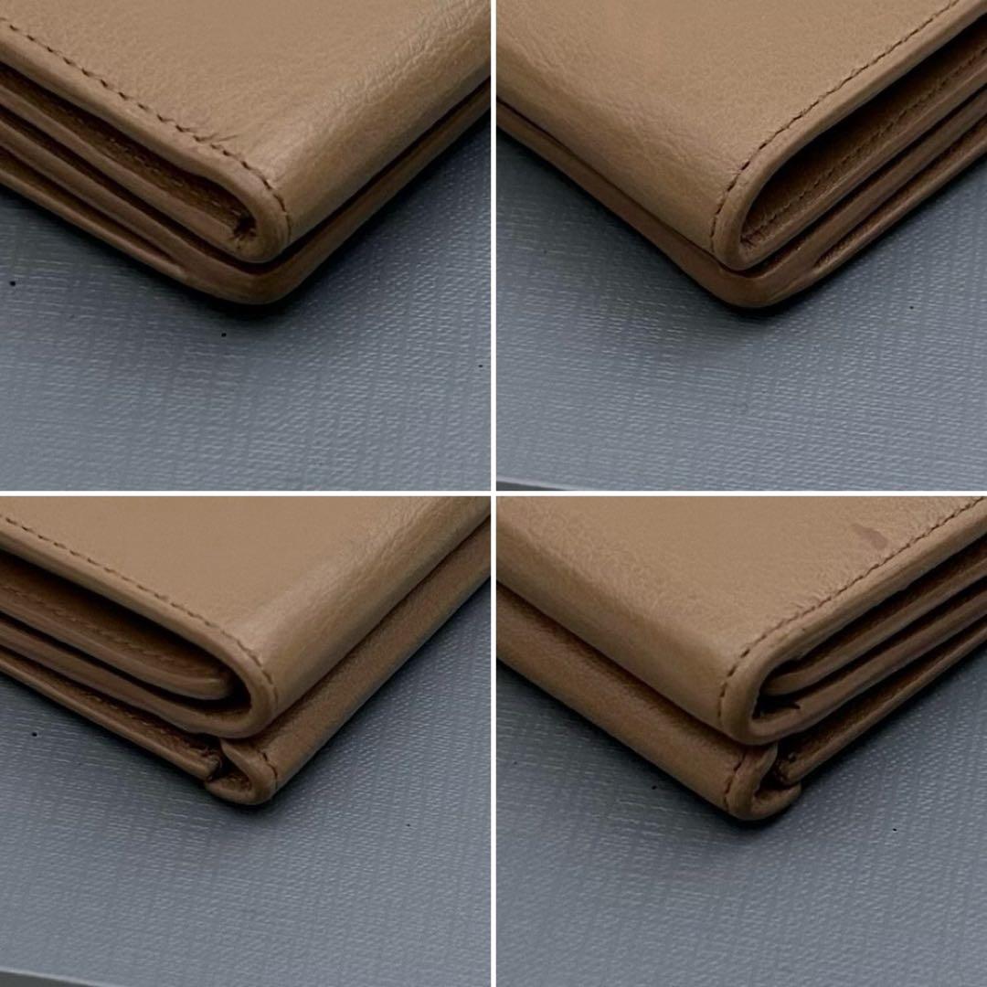 【美品】BALENCIAGA ペーパーミニ レザー 三つ折り 財布 ベージュ系