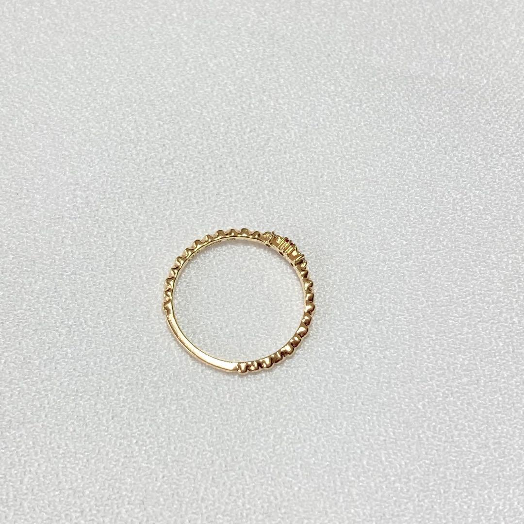 【Jouete】K10YG ルビー×ダイヤ ウェーブ ピンキーリング 3号 ✨