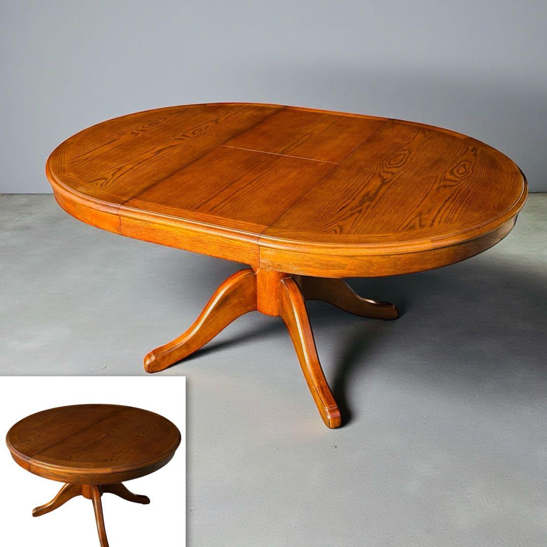 HR847 三越ブルージュ　拡張テーブル　ダイニングテーブル　丸　円　楕円