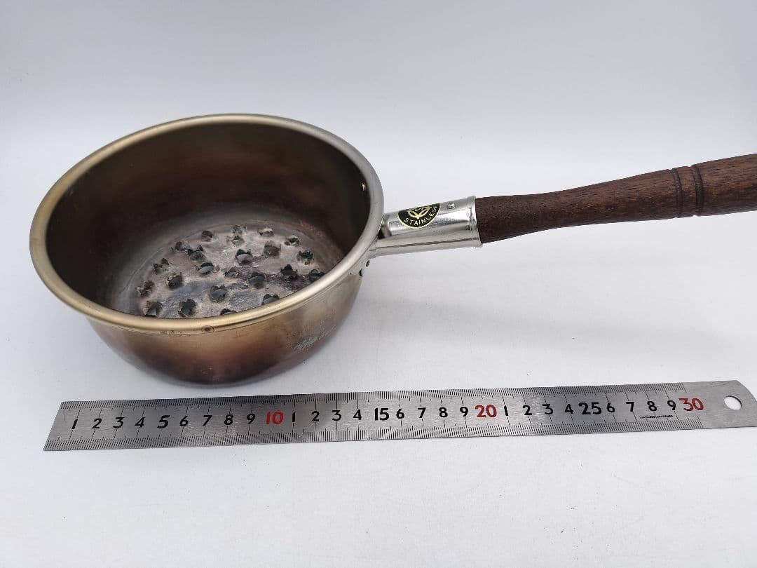 c872 台付十能火起こしセット ステンレス 茶道具 古物