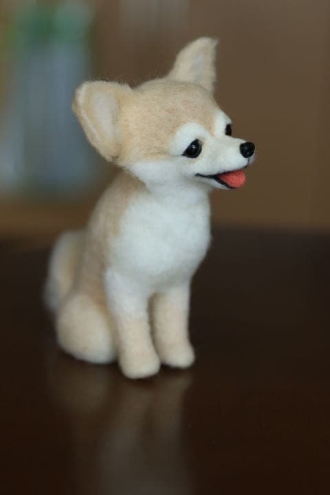 羊毛フェルト　ロングコートチワワ(柴犬カット)
