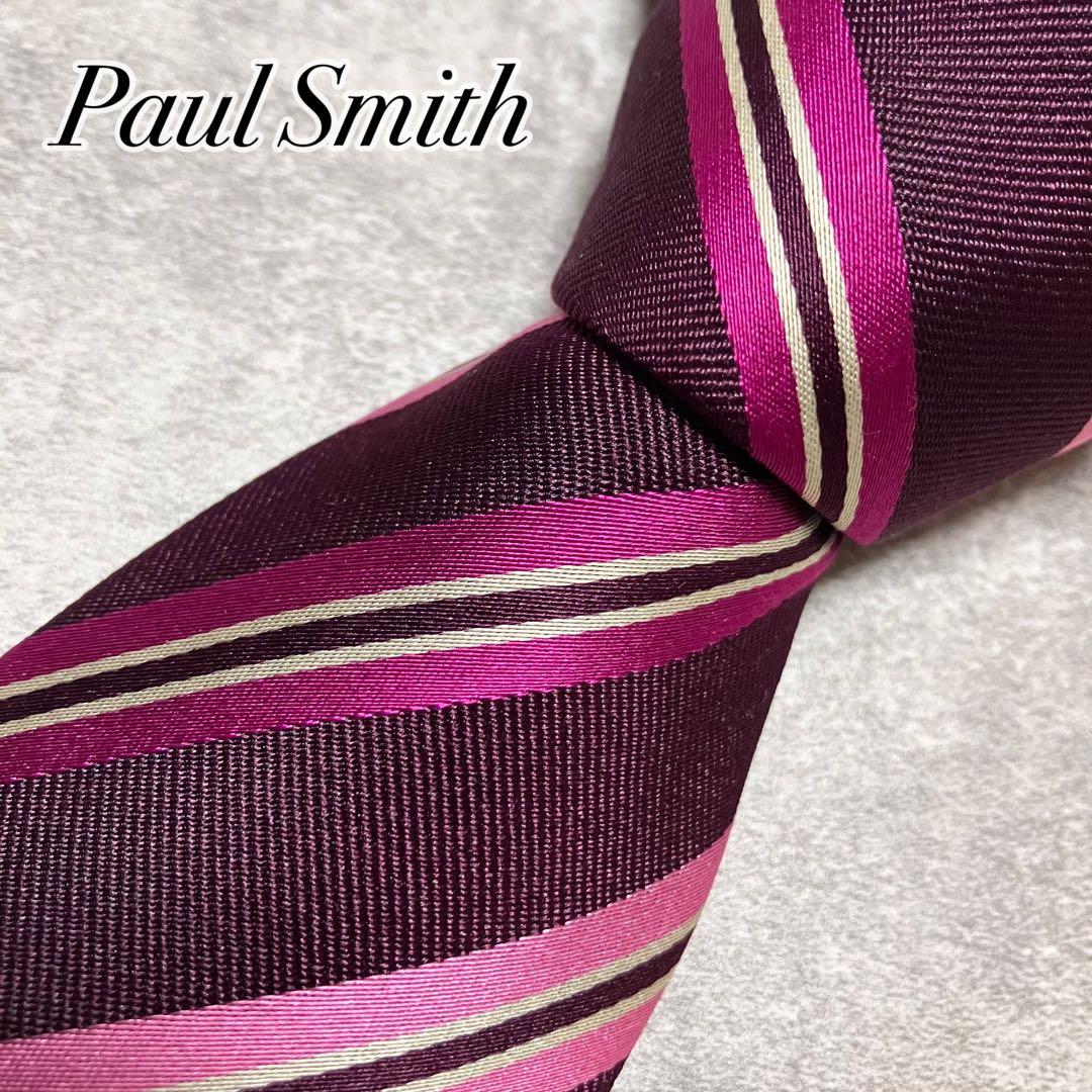 未使用に近い　ポールスミス　ネクタイ　レジメンタル　ストライプ　日本製　シルク