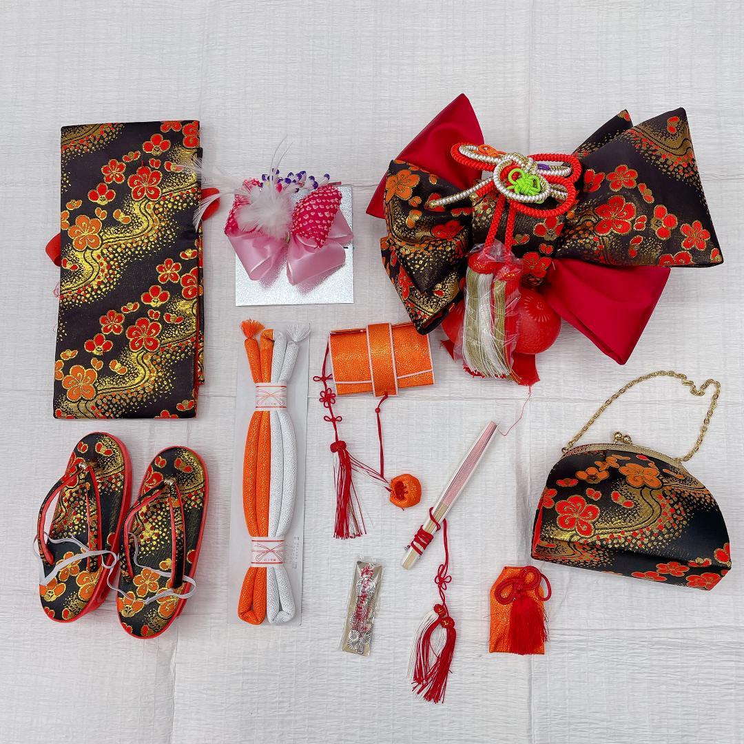 Ｙ★3299★ 女の子 七五三 飾り帯　はこせこセット 草履 女児 帯