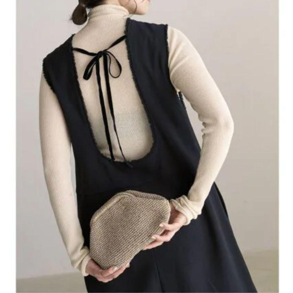 IENA 二重織 ツイルオールインワン 黒 38