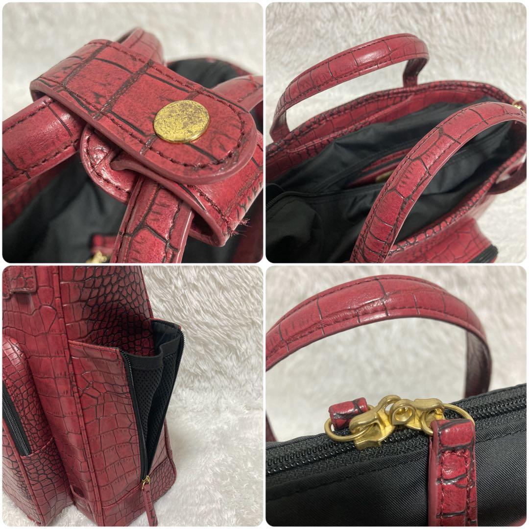 SWANY スワニー キャリーバッグ キャリー カート クロコ 型押し レッド