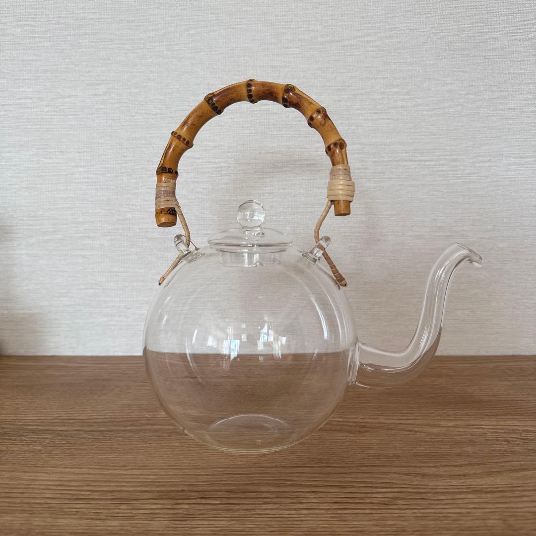 日の出化学製作所 ガラスポット Mサイズ ボール ポット バンブー ハンドル