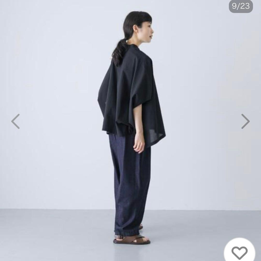 コットンスクエアポンチョシャツ　ブラック　かぐれ