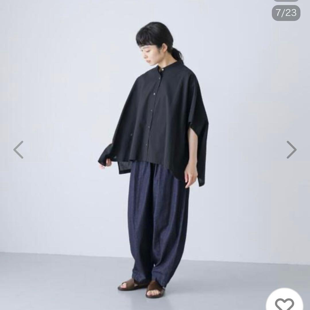 コットンスクエアポンチョシャツ　ブラック　かぐれ