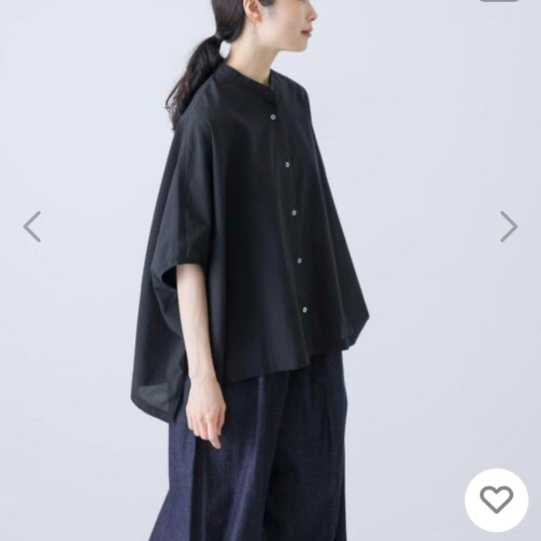 コットンスクエアポンチョシャツ　ブラック　かぐれ