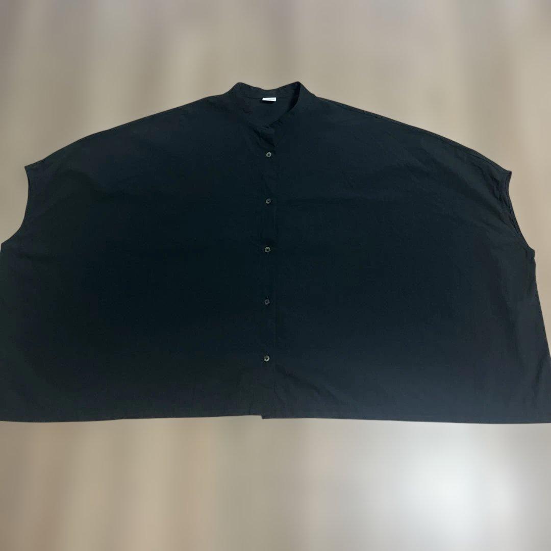 コットンスクエアポンチョシャツ　ブラック　かぐれ