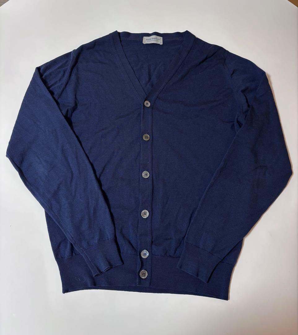 JOHN SMEDLEY ネイビー Vネック カーディガン