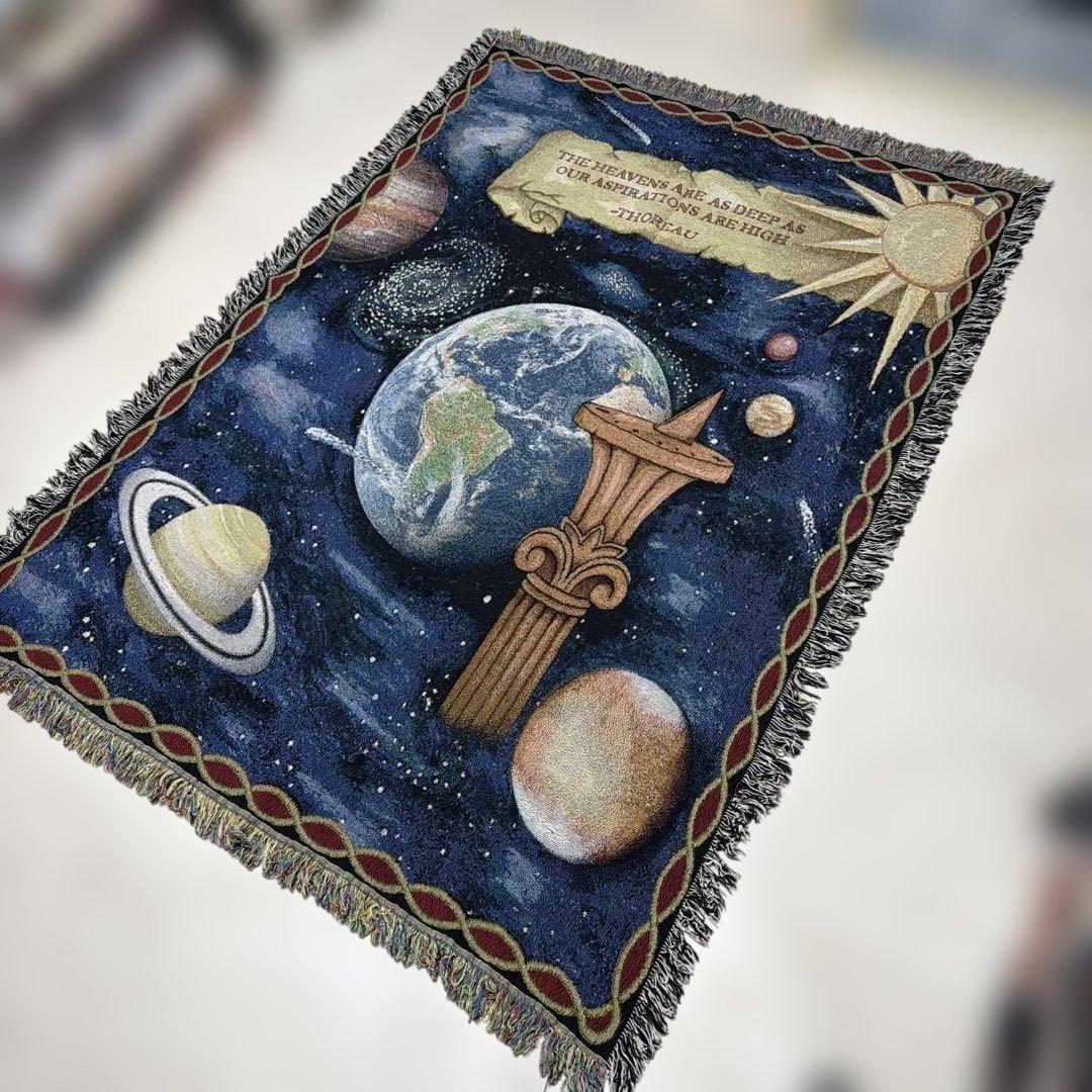 地球　惑星　宇宙　マルチカバー　ソファカバー　ヴィンテージラグ　180x128