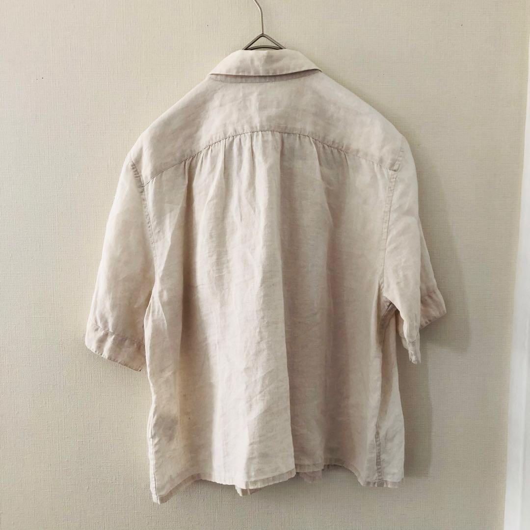 マーガレットハウエル◆ 洗える リネン 丸襟 ラウンドカラー 半袖ブラウス Ⅱ