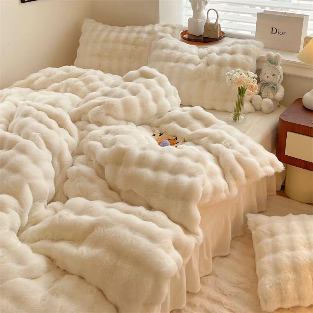 ホワイトフリースカバーセット クイーンサイズ
