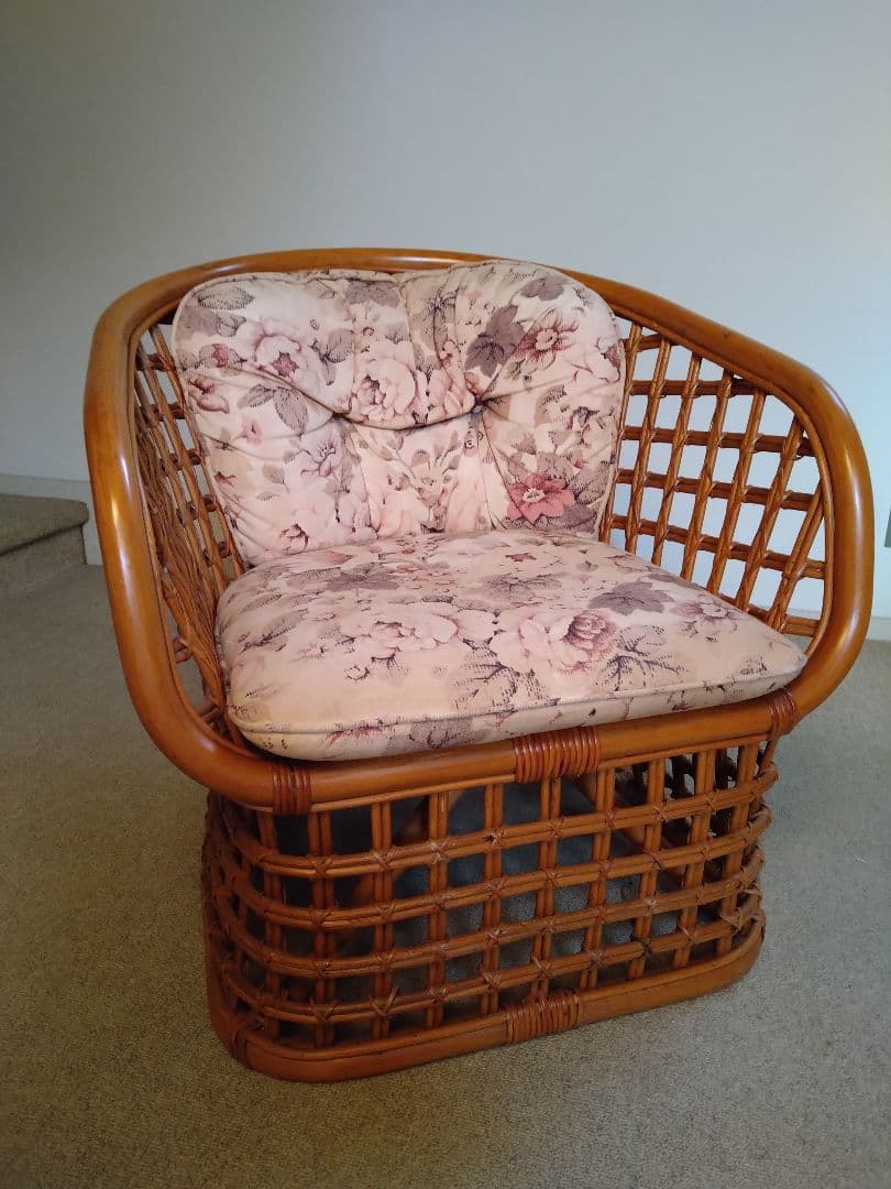 ラタンチェア 籐椅子 ビンテージ アンティーク 昭和レトロ