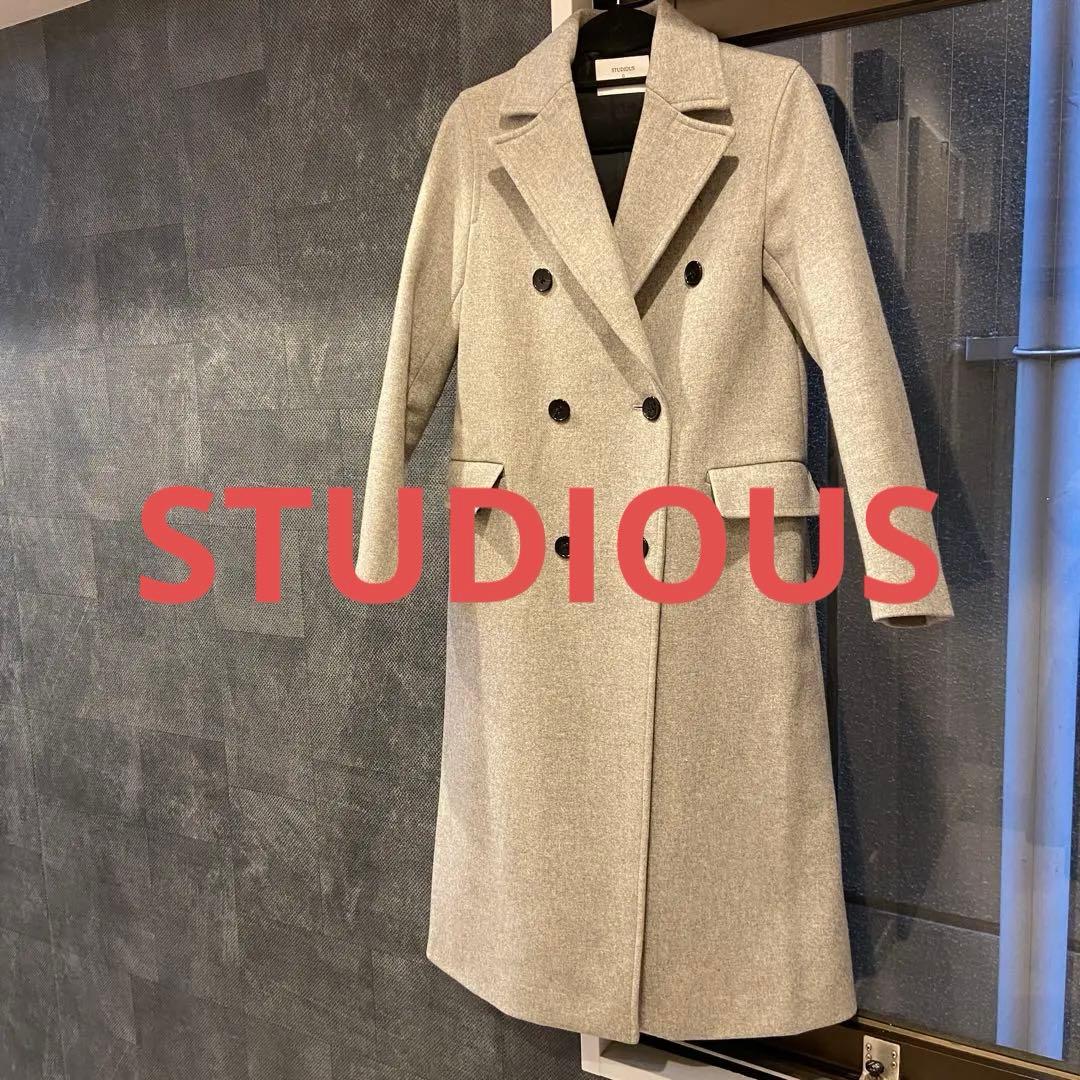 STUDIOUS グレー ダブルブレスト チェスターコート サイズ0