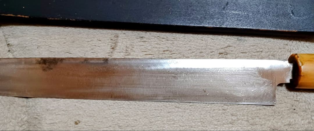 正本　総本店　柳葉包丁　本鋼　角巻　鞘付き