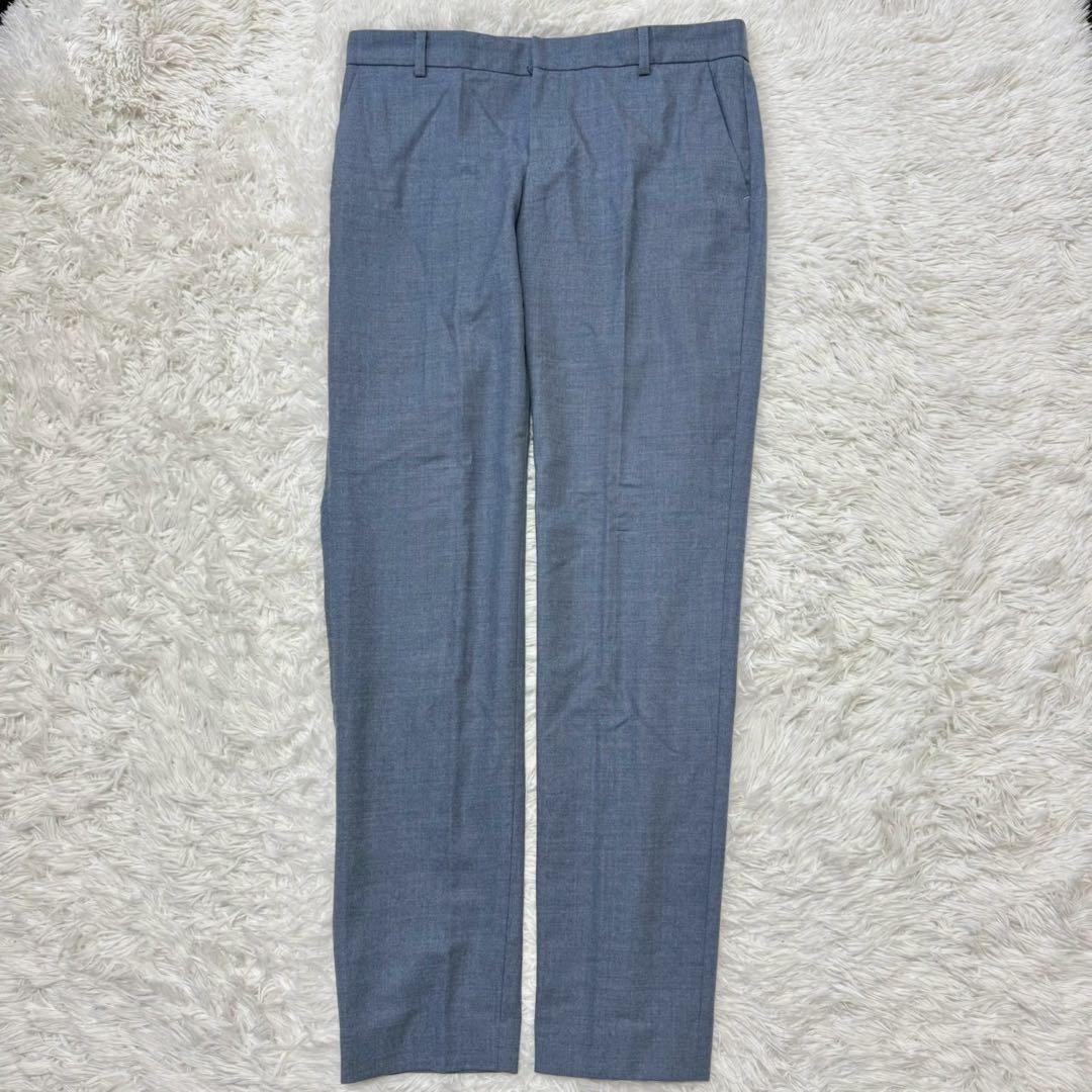 ✨美品/L✨グリーンレーベルリラクシング パンツスーツ ダブル ノーカラー 青