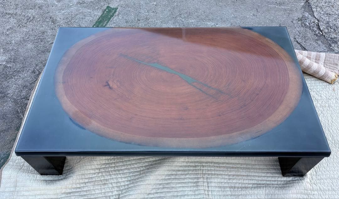 【希少】カリモク 輪切り ブビンガ天板 座卓 5尺 ローテーブル